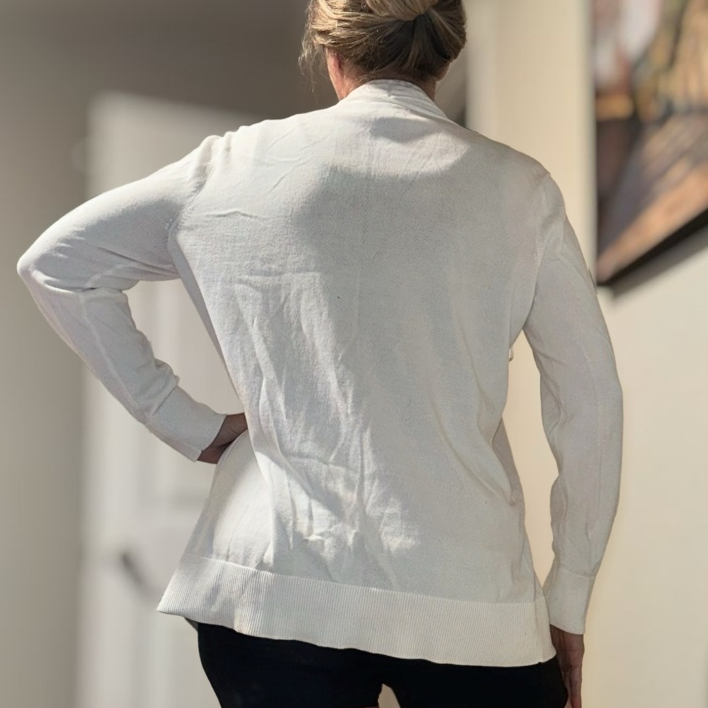 Lands End White Open Front Cardigan medium (10-12) - Picture 2 of 15